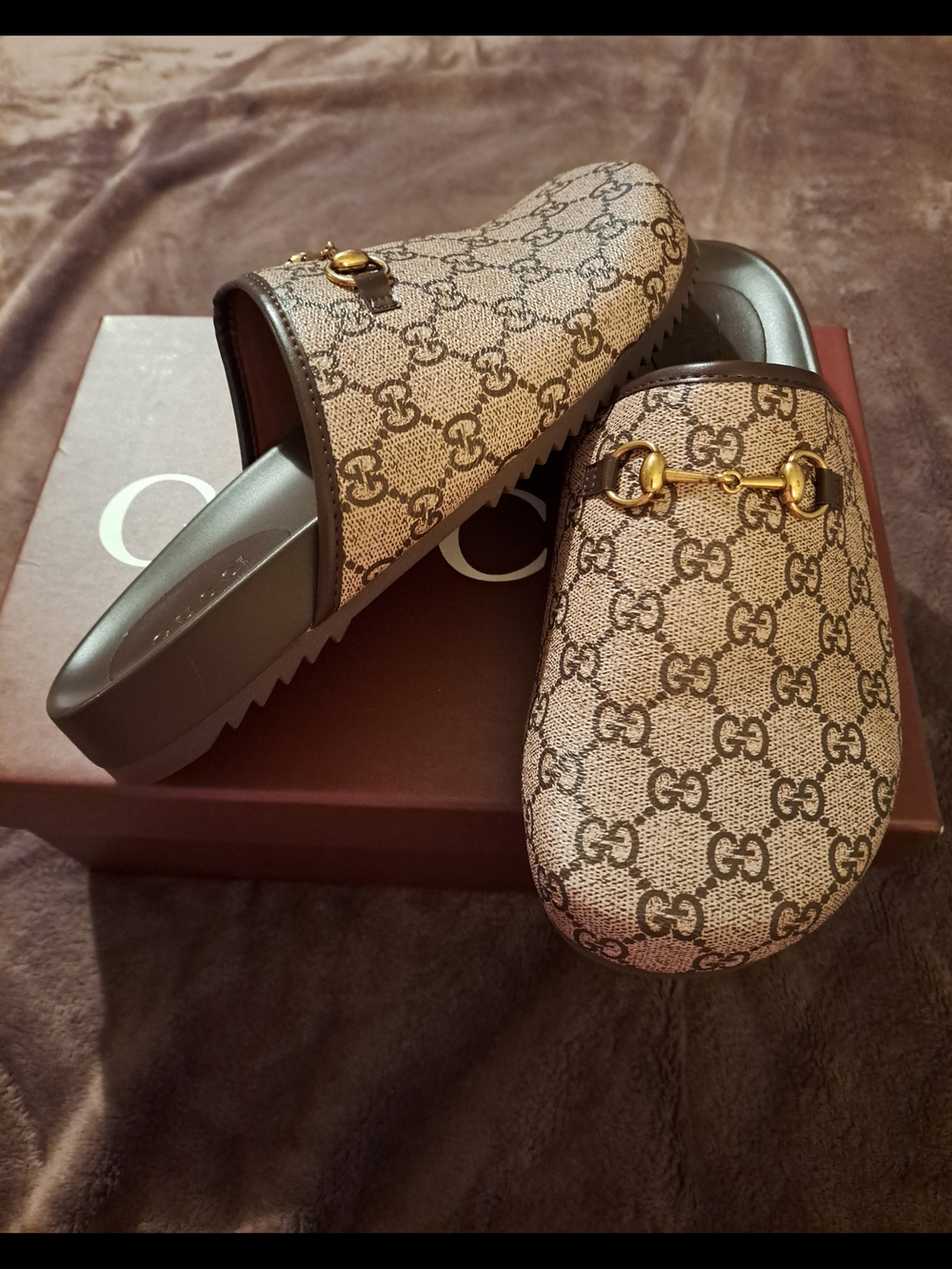 Gucci Beige GG Canvas Horsebit Mules - Picture 2 of 4